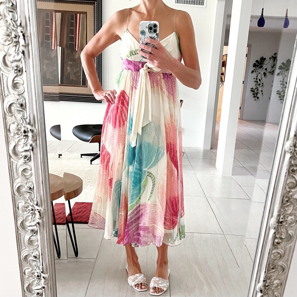 DVF Diane Von Furstenberg Silk Chiffon Silk Overlay Spaghetti Strap Dress Size 4